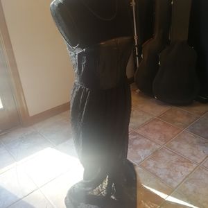 H&M Mesh Faux Leather Maxi Dress